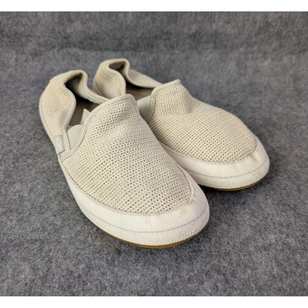 UGG Shoes Womens 6.5-7 Bren Slip On Flats White Mesh Comfort Round Toe Oatmeal